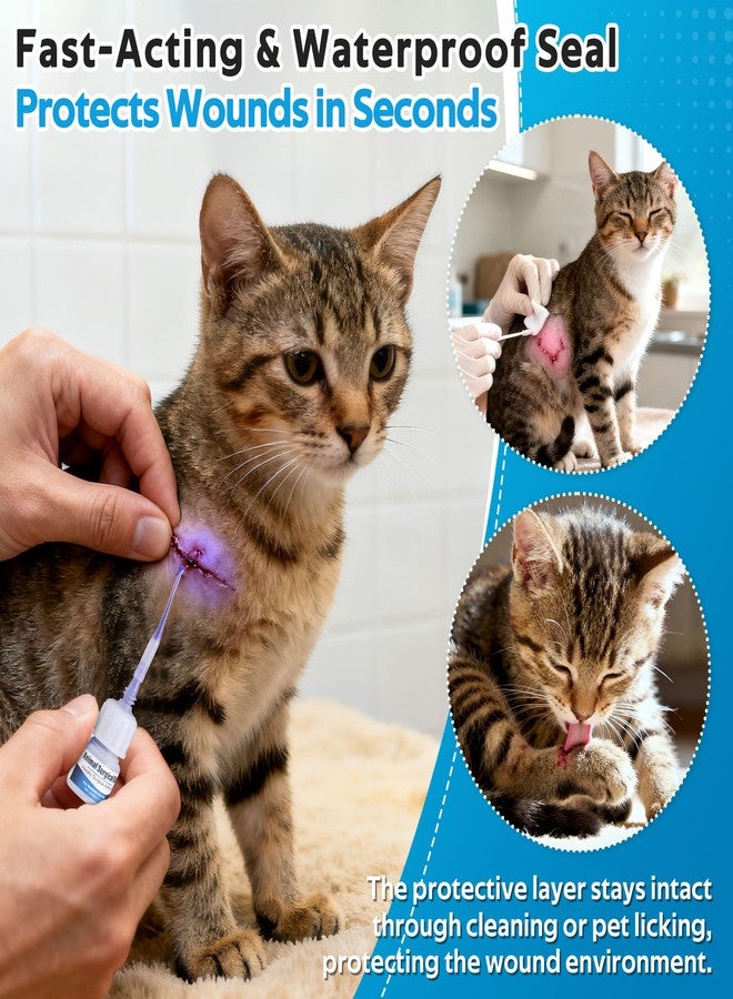 Mysora Veterinary Tissue Glue 3ml, Animal Skin Aseptic Surgical Adhesive, Fast Acting Waterproof Wound Closure for Pets, 10 Applicators for Precise Application, Pain Free & Stress Free - Image 4
